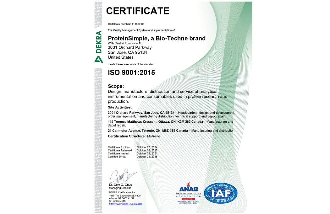 ISO 9001 Certificate Reissue
